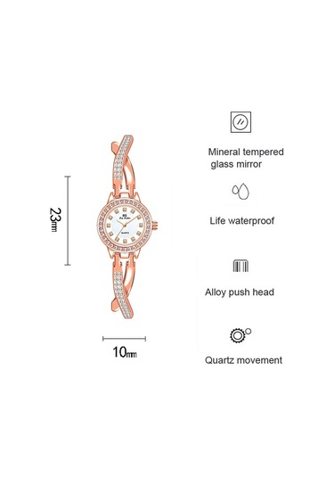 Sones Roma Desenli Elmas Kadın Kuvars Saat, Renk: Gül Altın