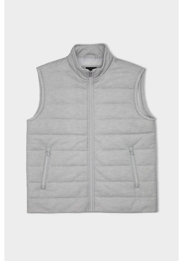 DeFacto Slim Fit Dar Kesim Dik Yaka Fermuarlı Yelek D7536AX25SPGR221