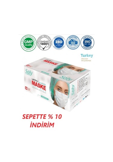 Soly Care Meltblown 3 Katlı Telli Ultrasonic Cerrahi Maske 50Adet