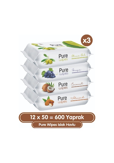 Pure Baby Wipes Islak Havlu 12 x 50'li