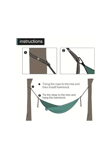 Elmpaly 400 Lb Kapasiteli 2 Askılı Hamak Askısı - Siyah Sku - Kamp Yürüyüş Salıncak Siyah