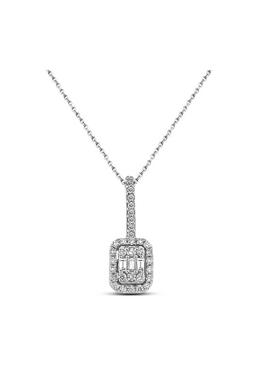 Modern Tasarım 0.22 Ct Baget Kare Tektaş Kolye