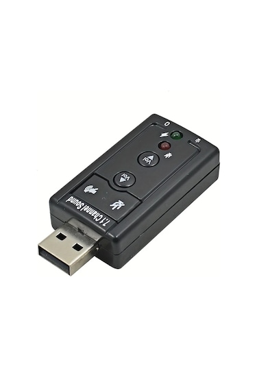 Globalbloom Siyah Tıshrıc Usb 7.1 Ses Kartı 3d Efekt Mikrofon Ses Kontrolü