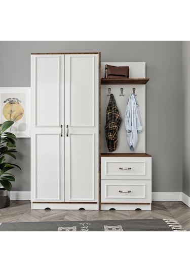 Kznhome Kartopu Modüler Country Portmanto - Tamamı 1. Kalite Mdf