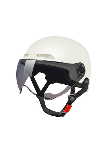 Kahverengi Kısa Lens + Eternal Luck 3c Sertifikalı Yarım Açık Kask Beyaz