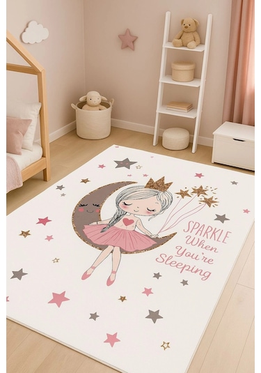 Blghome Modern Çocuk Odası Halısı Dekoratif Kilim Ekru