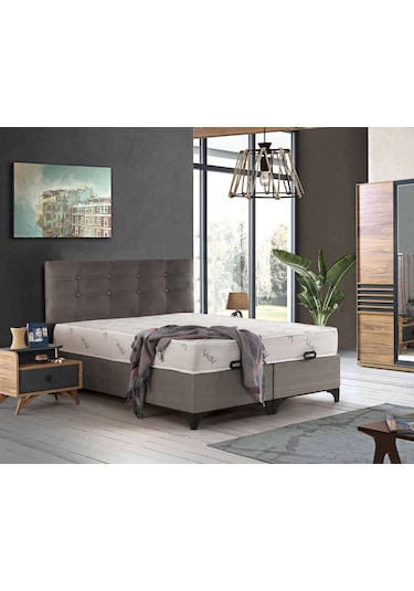 Azra Yatak Mobilya Çift Kişilik Yatak + Baza + Başlık (Ortopedik Yatak)