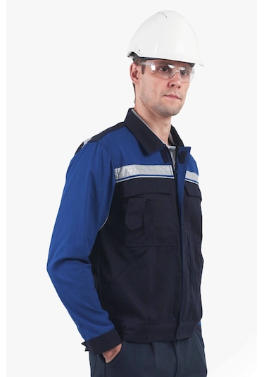 3 Cm Reflektörlü Çok Cepli Mont Lacivert - Saks Mavi