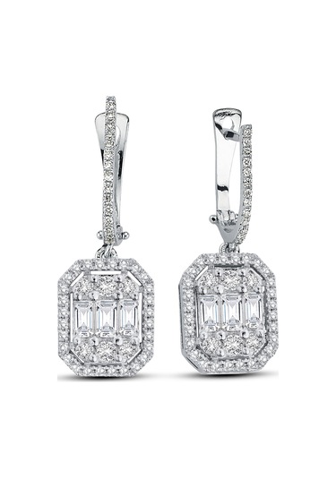 Modern Tasarım 1.50 Ct Baget Kare Tektaş Küpe 18  K