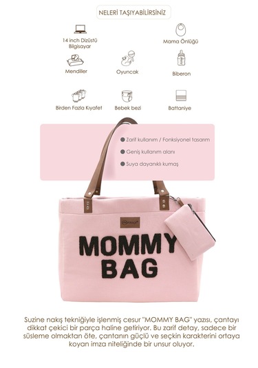Panama Bag,anne Bebek Bakım Çantası,mommy Bag,cüzdan Hediyeli, Xl Büyük Boy, Essential Edit Serisi Pudra