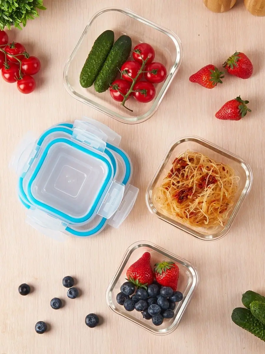 Eley Kapaklı Cam Saklama Kapları Seti 320, 520, 800 Ml 15222210 Beyaz