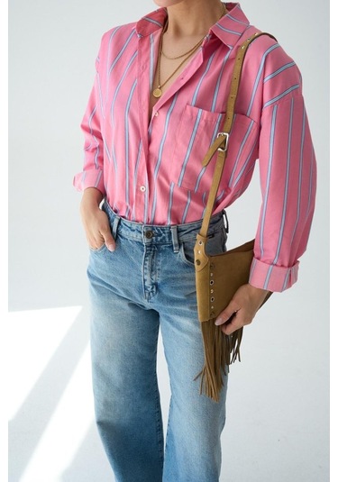 Cepli Gömlek - Pembe-mavi Pembe - Mavi