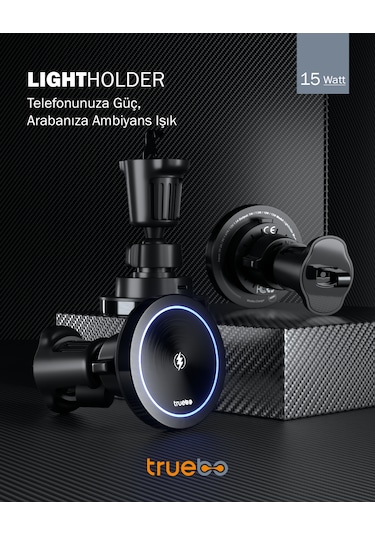 Truebo LightHolder Magsafe Şarjlı RGB Araç Telefon Tutucu