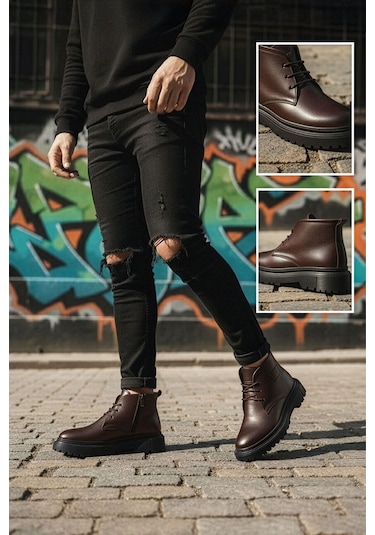 Big King Hakiki Deri Erkek Yarım Bot Kahverengi