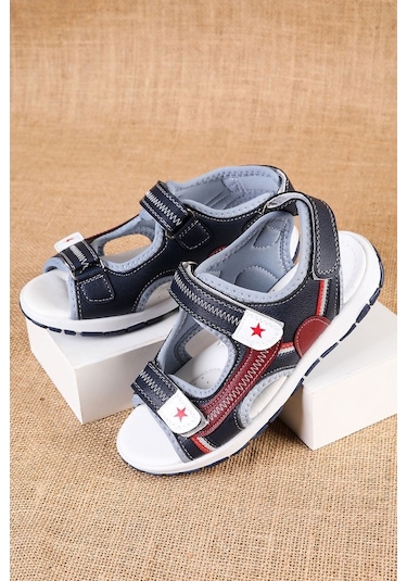 Gimer - Lacivert Bordo Garnili Çocuk Sandalet - Brcn040301G24G