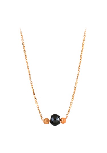 Kadın 925 Ayar Gümüş Hematit Taşlı Gümüş Toplu Kolye N070601 Rose Gold