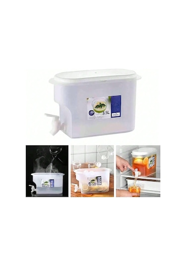 1 Adet Plastik İçecek Dispenseri Tıkaçlı, 1 Galon 3.5 Litre Konteyner, Buzdolabında Musluklu Soğuk Su Isıtıcısı Meyve Çaydanlığı