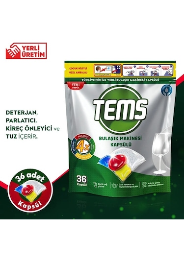 Tems Bulaşık Makinesi Deterjanı 36 Tablet