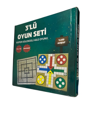 3'lü Oyun Seti - Kızma Birader, 9 Taş, 3 Taş