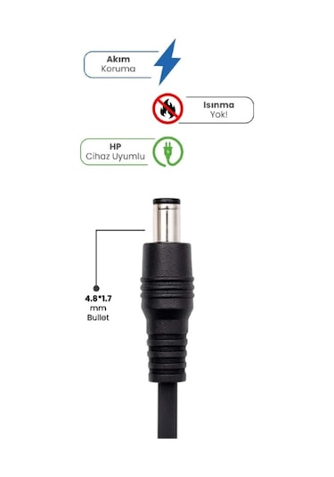 19v 4.74a 4.8 1.7mm Bullet 90w Hp İçin Laptop Adaptör