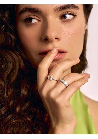 Miestilo 925 Ayar Ayarlanabilir A Harfli Gümüş Yüzük 242021158 Beyaz