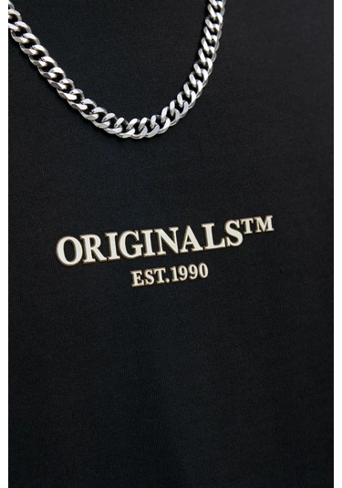 Jack & Jones Erkek Jorıslıngton Bisiklet Yaka Kısa Kollu %100 Pamuk T-shirt 12273157 Siyah Siyah