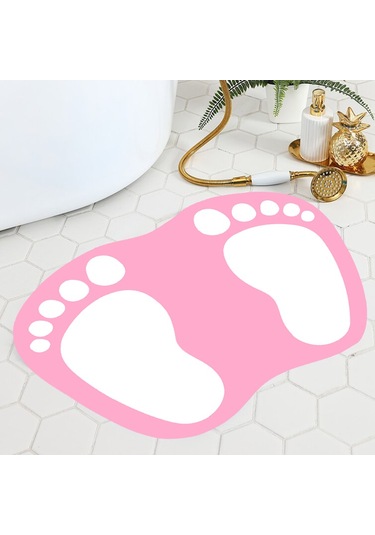 Eco Concept Ayak İzi Kaymaz Taban Banyo Paspası 40 x 60 Pembe