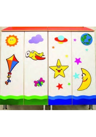 Çatili Bulut Figürlü Vestiyer Çok Renkli