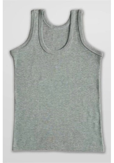 Erkek Çocuk İkili Set Pamuklu Penye 6 Atlet 6 Boxer Gri Siyah Gri - Siyah