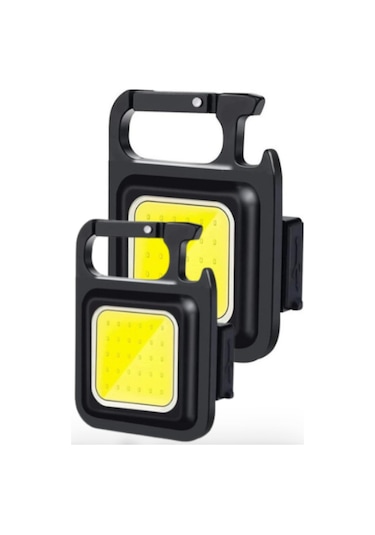 Unichrome Cob 800 mAh Led Anahtarlıklı Metal Kasa Cep Boy El Feneri 2'li Siyah