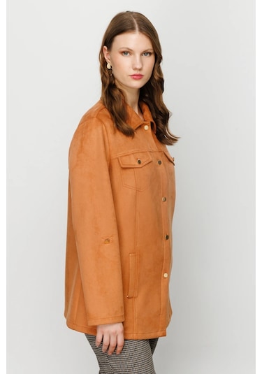 Ekol Büyük Beden Camel Kadın Trençkot 23207705 001