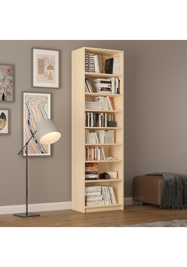 Asra Trend %100 Mdflam Akça Ağaç Kitaplık K-04