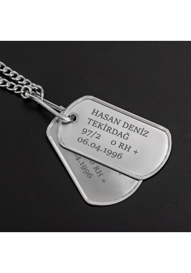 Askeri Künye Ve Zincir Takımı - Asker Künyesi (549227832) Gri