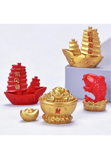 Mini Reçine Servet Ağacı Çin Altın Külçe Ev Ofis Masası Manzara Süsü Qinhai2