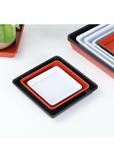 Kırmızı Kapalı Kare Açık Günlük Saksı Tepsisi Damlama Tepsisi Ekici Tepsi Bahçe Malzemeleri 25.6 X 25.6cm