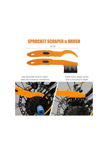Bisiklet Temizleme Fırçası Aracı Bisiklet Temizleme Araç Seti Bisiklet Zincir Bakım Aracı Zincir Temizleyici Çok Renkli