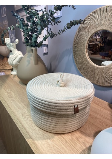 Walnut Kapaklı Krem Jüt Sepet Krem