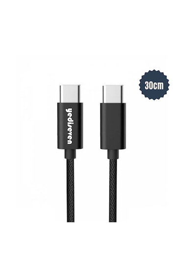 Yediseven Yds30 Type C To Type C Android Kısa Şarj Kablosu 60watt Powerbank Car Play 30 Cm
