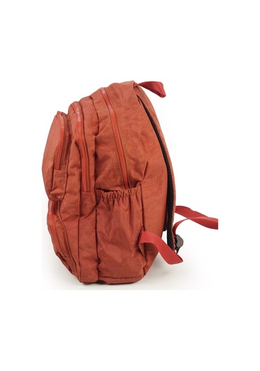 Suya Dayanıklı Krinkıl / Klinkır Kumaş Çok Gözlü Sırt Ve Okul Çantası Vintage Kırmızı 8813 Kiremit