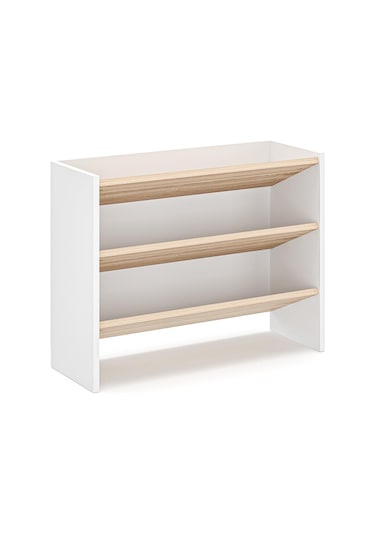 Werna 3 Raflı Ayakkabılık Beyaz - Meşe