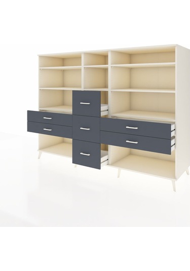 Kronos Dolap 8 Raflı 7 Çekmeceli 220x59x163 Aytaşı-aytaşı/antras Aytaşı-aytaşı/antrasit