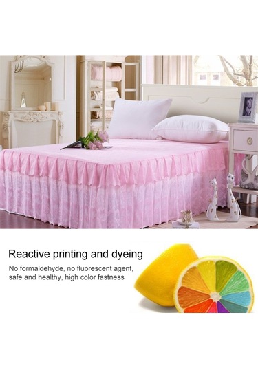 Sones Dantel Yatak Etek Çarşaf Prenses Yatak Örtüsü Yatak Örtüsü, Boyut: 200x220cm Pembe