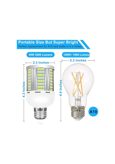 Gajeena 30w E27 Vidalama Led Ampul, Ev İçin Enerji Tasarruflu, Göz Koruyucu Ultra Parlak Beyaz Işık, Genel Aydınlatma Için Uygun Diğer