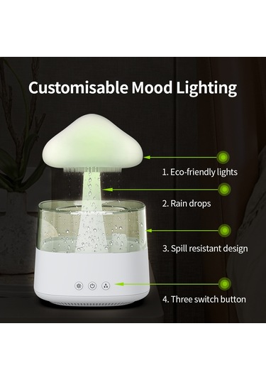 Sones Ch08 450ml Yağmur Nemlendirici Mantar Bulutu Renkli Gece Lambası Aromaterapi Makinesi, Stil: Uzaktan Kumanda Olmadan