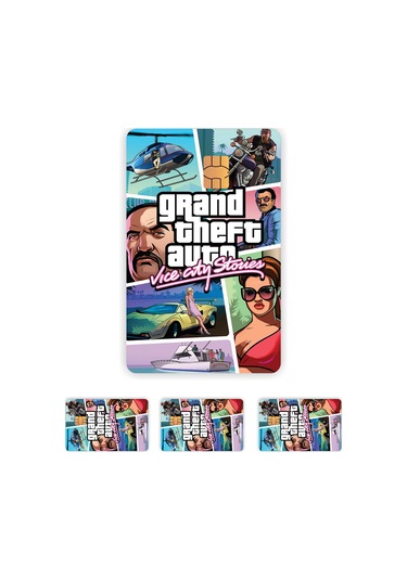 Quart Aksesuar Gta Vice City Kart Kaplama Sticker Kart Etiketi 4'lü