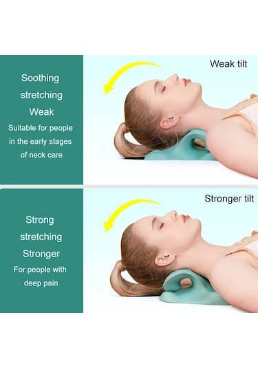 Boyun Servikal Masaj Aleti Servikal Düzeltici Akupresür C-tipi Traksiyon Desteği Masaj Yastığı Yeşil Yeşil
