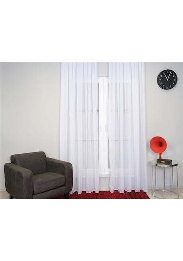 İpek Tergal Düz Tül Perde Pilesiz Beyaz-1005 - Beyaz