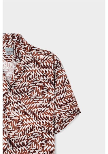 Twn Relaxed Fit Taba Baskılı Rayon Gömlek 0ec02ap14313m J01