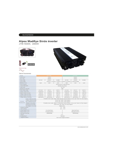 1500 Watt 12 Volt Modifiye Sinüs İnverter Alpex