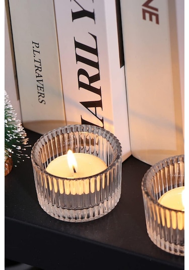 Eva 2 Adet Cam Tealight Mumluk Sunumluk